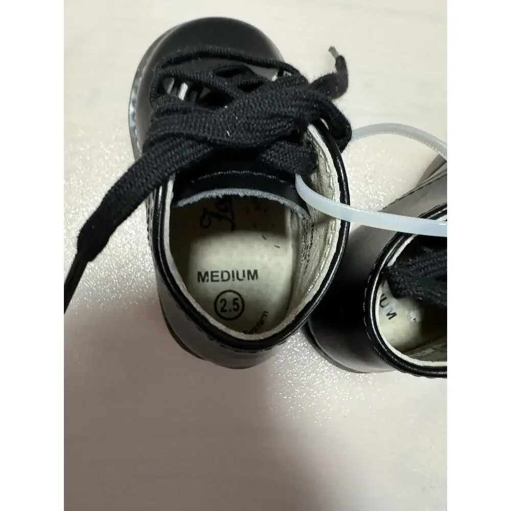Footmates Black Leather Baby Toddler Shoes Size 2.5 Model 7792 